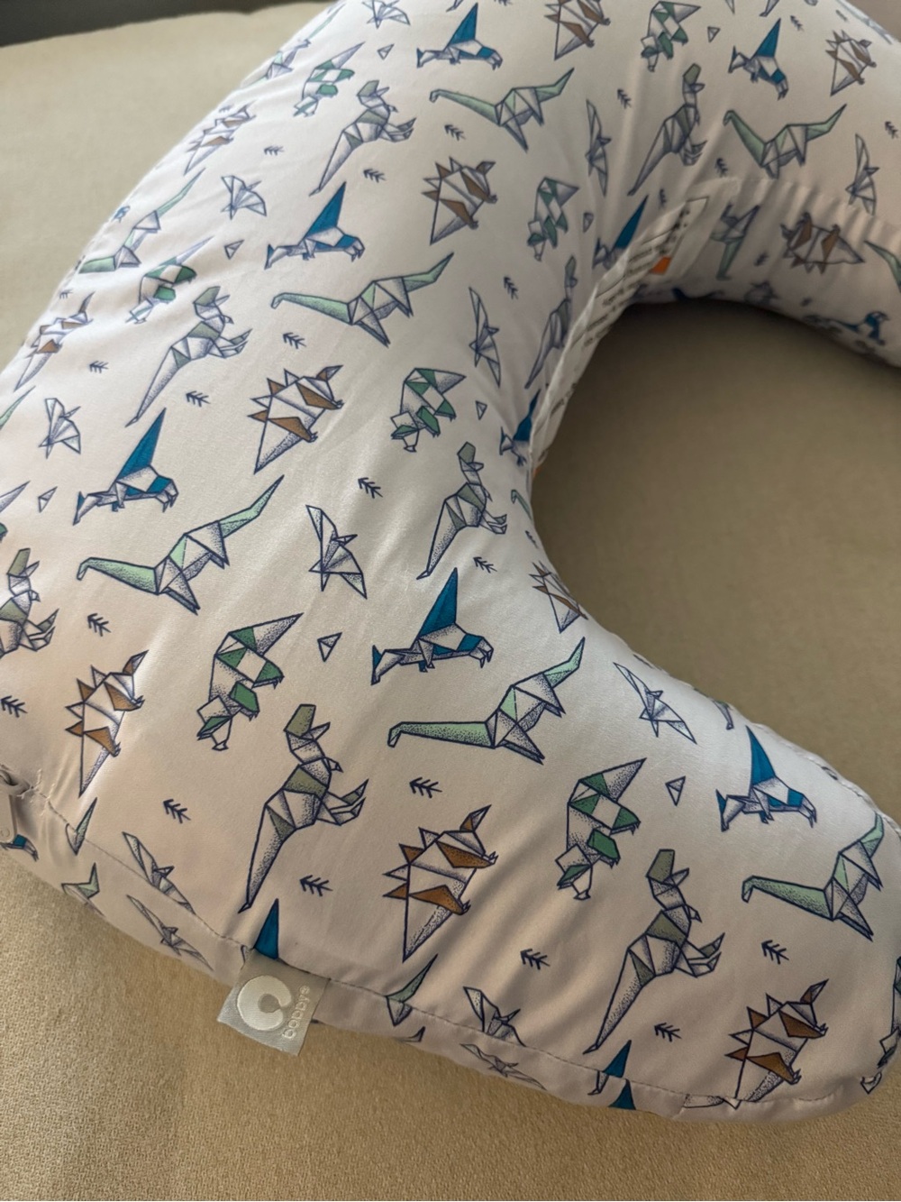 Boppy Nursing Pillow with Origami Dinosaur Print